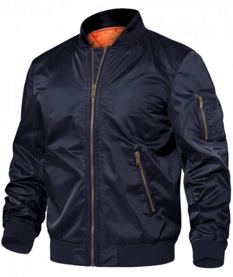 Navy Blue Satin bomber jacket